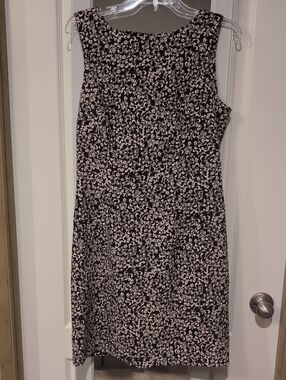 dressbarn Black and Cream Swirl Midi Dress